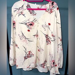 Maurice’s Women’s Pink Botanical Peasant Pullover Blouse